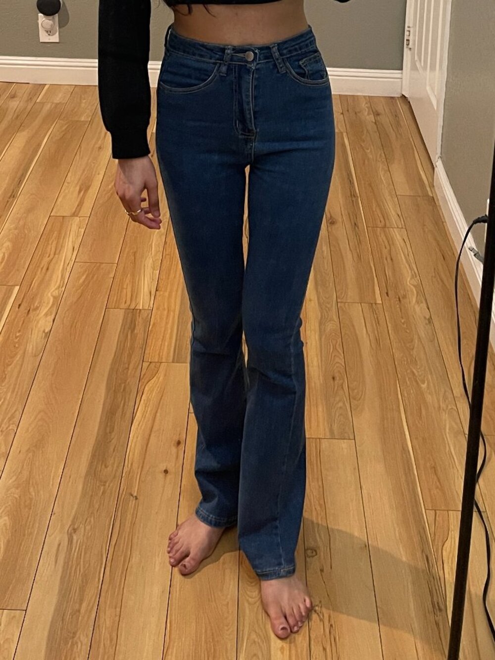 SHEIN Women's XS Blue High Rise Flare Jeans Stretch Denim Bootcut Pants